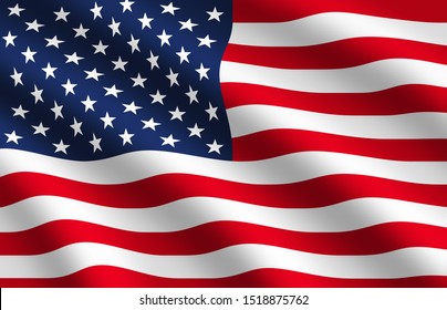 Waving Flag Of USA. Illustration.