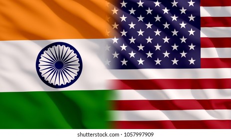 India Flag United States America Flag Stock Photo (Edit Now) 1034313142