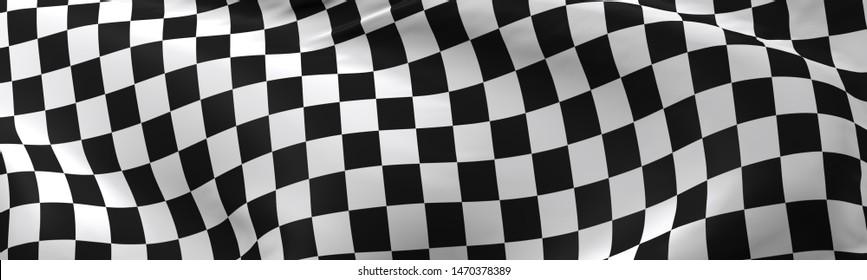 Waving race flag using as background, 3d rendering panorama