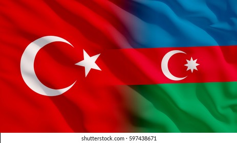 Waving Turkey And Azerbaijan Flag