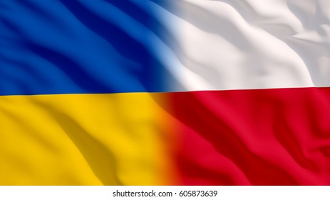 Waving Ukraine And Poland Flag