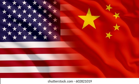 Waving USA And China Flag