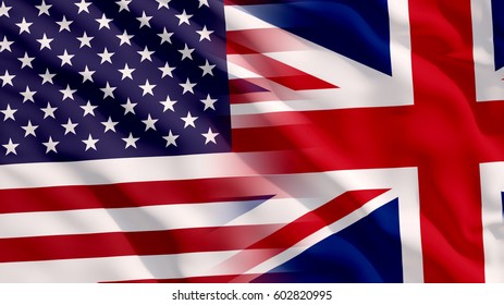 Waving USA And UK Flag