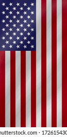 The waving vertical national flag icon of the United States of America, the US stars and stripes pattern background, art design waving USA hanging flag pattern texture wallpaper