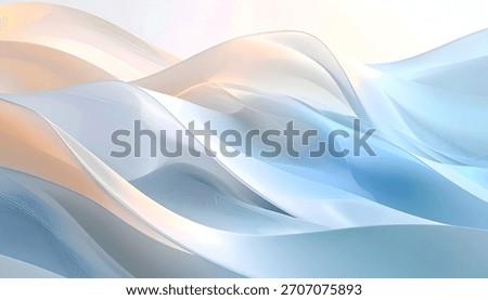 Wavy abstract background with flowing soft pastel colors in shades of blue and white.
