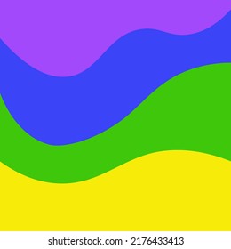 Wavy background in bright colorful yellow green blue purple. Horizontal design for desktop and mobile