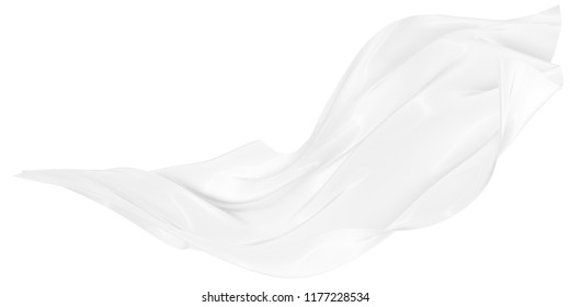 Wavy fabric on a white background. Image is isolated. 3D rendering.