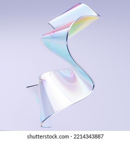 Wavy glass chromatic effect gradient abstract shape 3d rendering