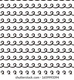 Wavy lines. Seamless pattern.   Black on white.  illustration.