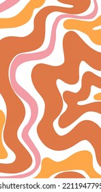 Wavy Orange Web Pink Abtract Retro Groovy Wallpaper 
