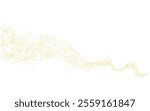 Wavy strip sprinkled with crumbs golden horizontal texture. Background Gold dust on a white background. Sand particles grain or sand. backdrop golden path pieces grunge for design illustration.