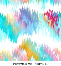 Wavy summer dip dye boho background. Wet ombre color blend for beach swimwear, trendy fashion print. Dripping paint digital fluid watercolor melt effect. High resolution seamless pattern material.