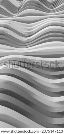 Wavy surface of dark and light stripes. Decorative backdrop. For smartphone. 3d render