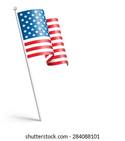 Wavy USA National Flag Isolated On White Background