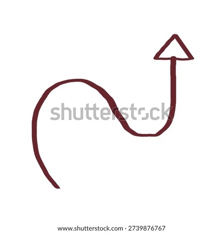 Wavy zigzag arrow pointing up line art doodle graphic