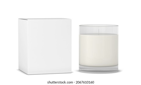 Wax Candle In A Glass With Box. 3d Illustration Isolated On White Background 