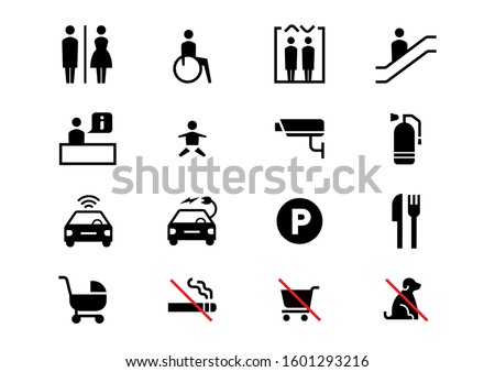 Wayfinding directory signage solid icon set