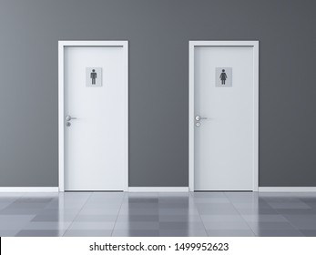 WC toilet doors for boys and girls - Female and Male toilet doors. 3d rendering