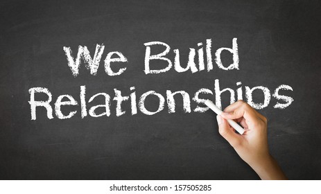 We Build Relationships Chalk Illustration