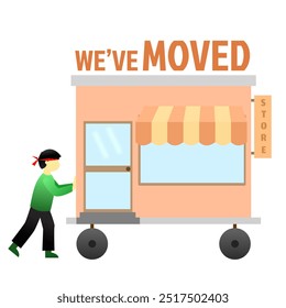 We have store moved announcement illustration. Store moved to new location. Moving store. Moving shop - Powered by Shutterstock