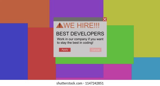 We hire. Programmer jobs. Text question via computer monitor. - Powered by Shutterstock