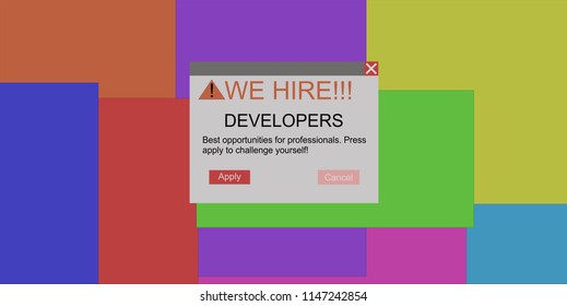 We hire. Programmer jobs. Text question via computer monitor. - Powered by Shutterstock