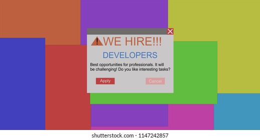 We hire. Programmer jobs. Text question via computer monitor. - Powered by Shutterstock