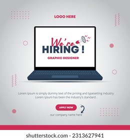 We are hiring social media post banner, join our team announcement lettering in speech bubble chat box vector illustration, Job Vacancy Advertisement Concept - Powered by Shutterstock