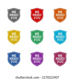 We Need You Icon Isolated On White Background. Set Icons Colorful