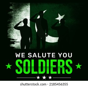 We Salute You Soldiers Backdrop with Pakistan Flag. Patriotic background for martyrs of Pakistan - Powered by Shutterstock