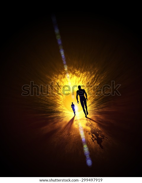We Walk Into Light Stock Illustration