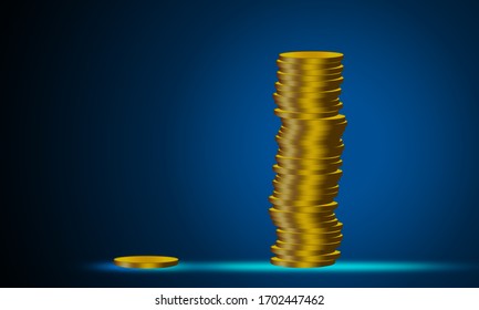 Wealth Inequality Concept With Coins Stack, 3d Rendering