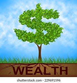 Wealth Tree Representing Banking Dollars And Nature