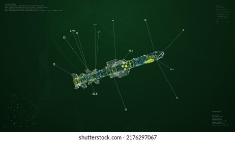 Weapon Scanning Interface Animation. HUD Missile Analyze. Abstract Holographic Technology Concept.