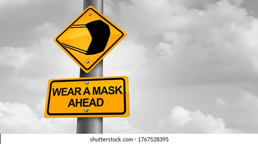 Wear A Mask Or Wearing A Face Covering Public Health Policy Concept To Control The Spread Of Virus Infections With 3D Illustration Elements.