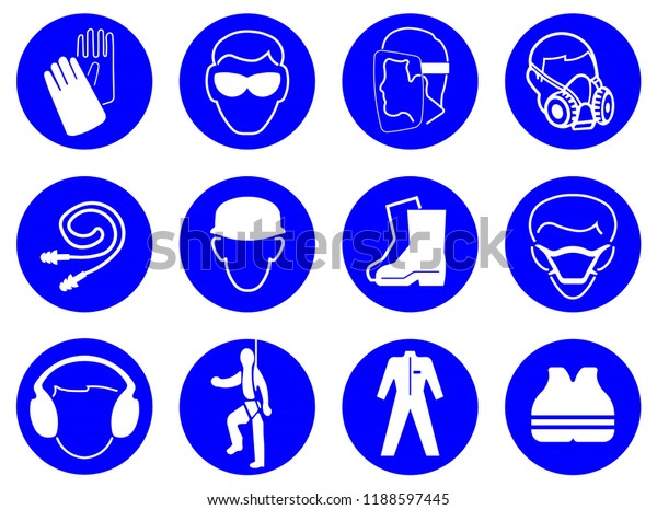 Wear Safety Icon Industrial Warning Sign Stock Illustration 1188597445