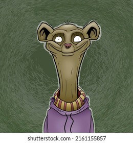 Weasel Boy in a Sweater Cartoon Illustration
