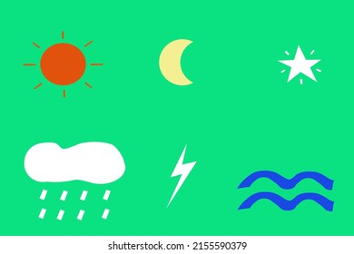 Weather Forcast Symbol On Green Background
