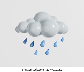 Weather Icon Cloud And Rain Isolated On White Background. 3d Rendering