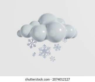 Weather Icon Cloud And Snow Isolated On White Background. 3d Rendering