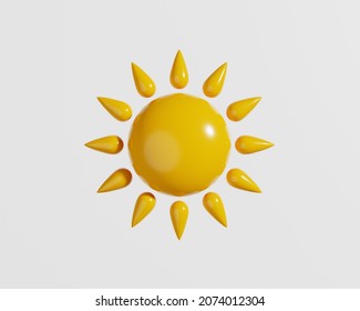 Weather Icon Sun Isolated On White Background. 3d Rendering