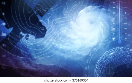 Weather Map With Thermometer And Satellite