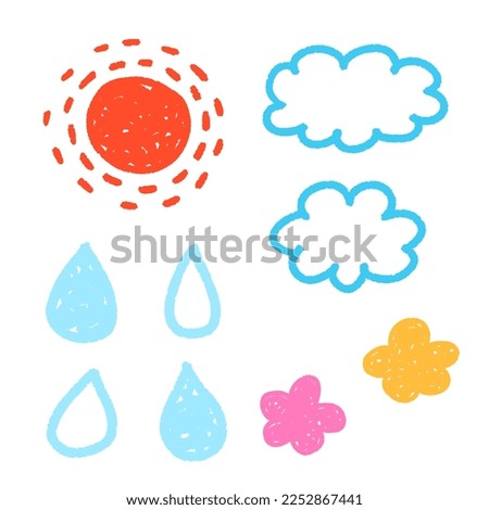 Weather, sun, drops, clouds, handwritten weather forecast 商業照片 © 