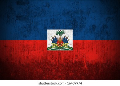 Weathered Flag Of Haiti, fabric textured