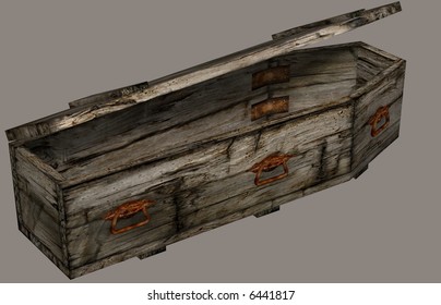 A Weathered Wooden Casket.