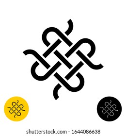 Weave Knots Celtic Style Logo. Intersected Textile Woven Lines Symbol. Adjustable Line Width.