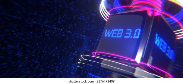 WEB 3 Technology Concept. WEB 3.0 Concept Of Decentralized Internet. 3d Rendering..