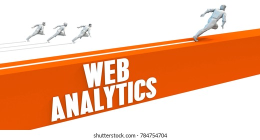 Web Analytics Express Lane with Business People Running 3d Render