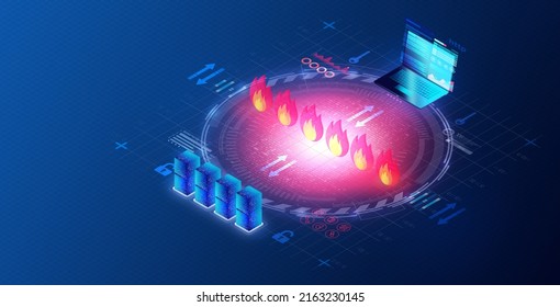 Web Application Firewall Concept - WAF - Firewall That Filters And Monitors HTTP Traffic Between Web Applications And The Internet - 3D Illustration