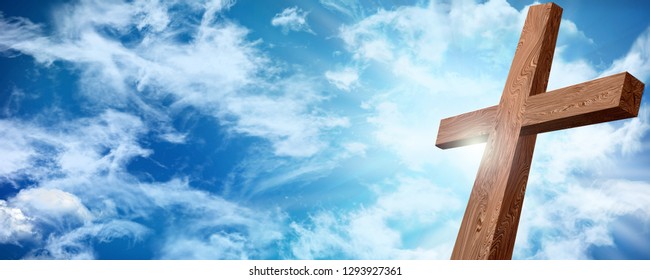 Web Banner Resurrection Crucifixion Wooden Cross Stock Illustration ...